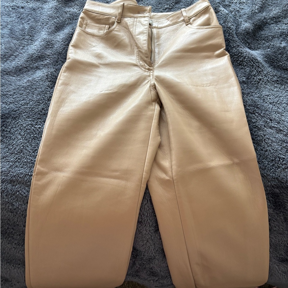 Aritzia (Wilfred) Beige Vegan Leather Pants